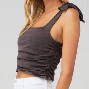 Free People Charcoal Ruched Crop Top